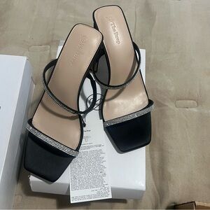 Black Heels with Rhinestone Straps